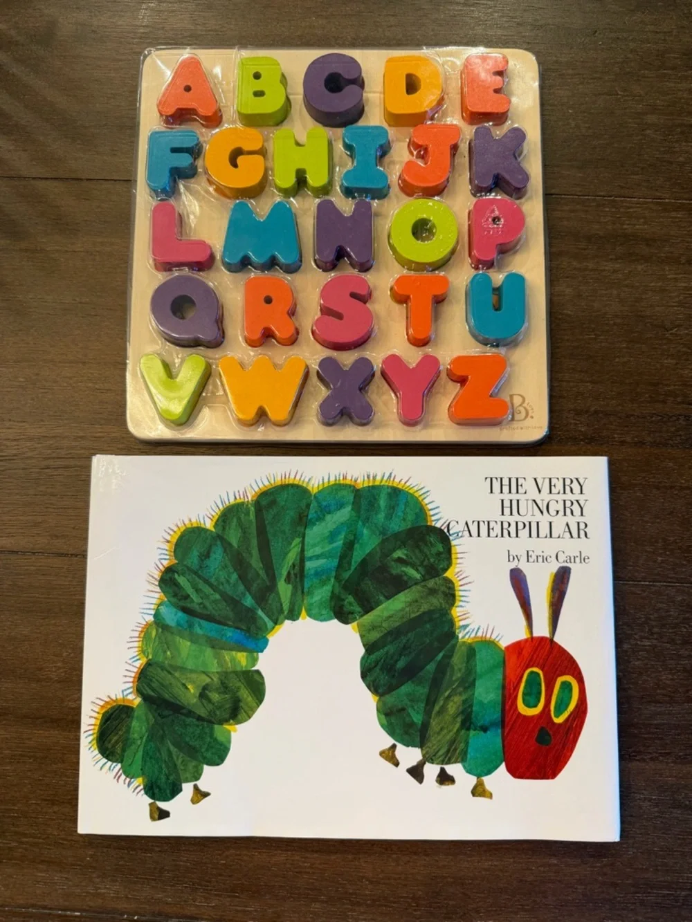 The Very Hungry Caterpillar Book and Wooden Alphabet Puzzle Set - Colorful